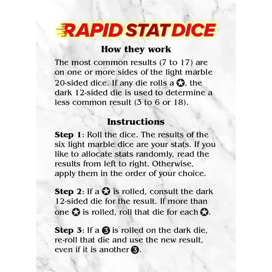 Rapid Stat Dice: One-Roll Character Ability Score Dice Set for D&D and TTRPGs