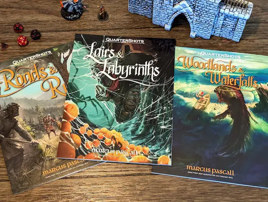 QuarterShots: Complete TTRPG Adventure Bundle (3 Books + PDFs) - 60+ Low-Prep Side Quests